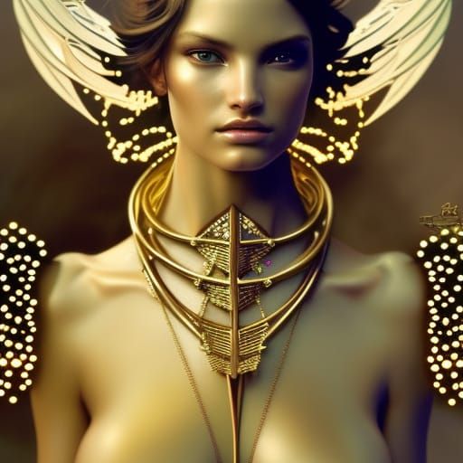 Ethereal Angelic Model Portrait in Art Nouveau Style