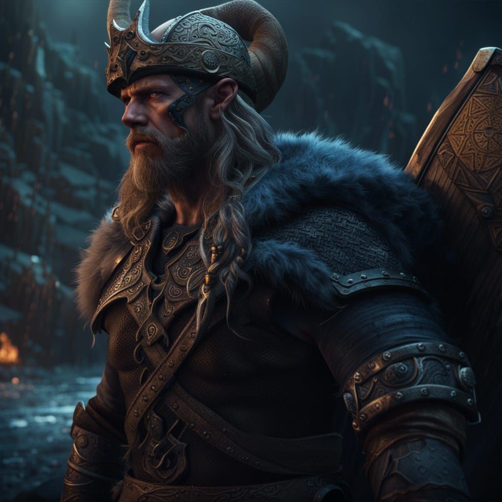 Detailed Matte Painting of a Viking Warrior