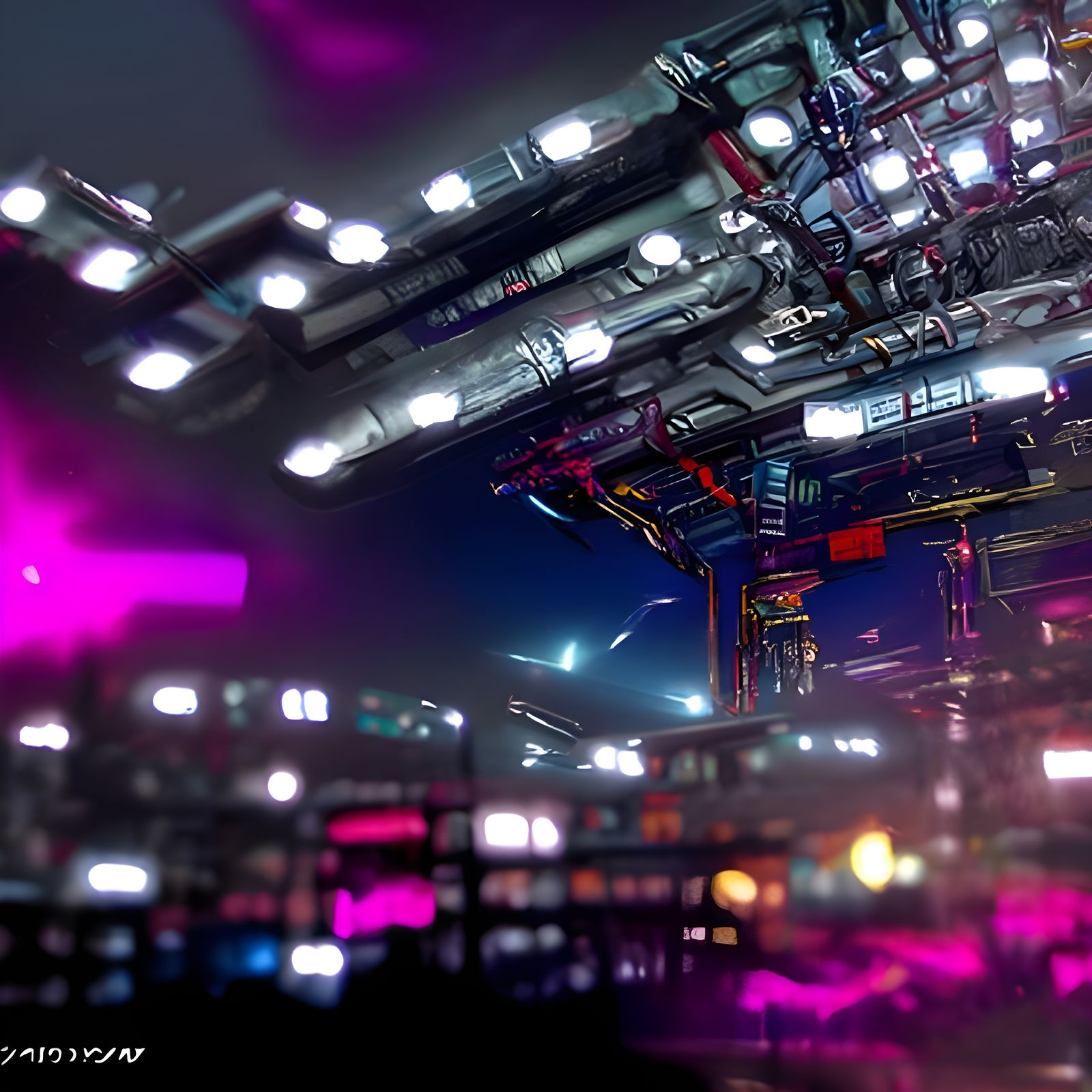 Futuristic Cyberpunk Space Station Concept Art