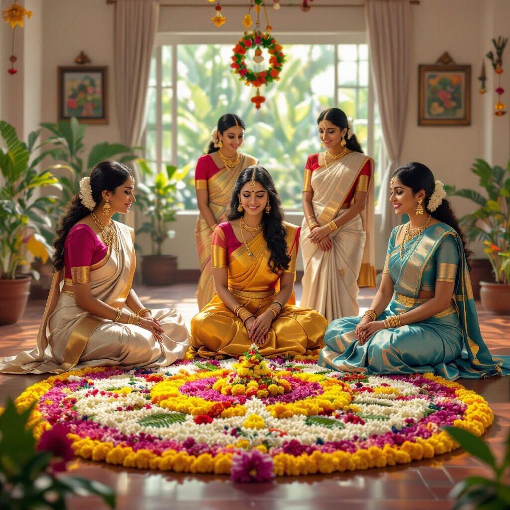 Kerala Onam Pookalam in a Fitness Center