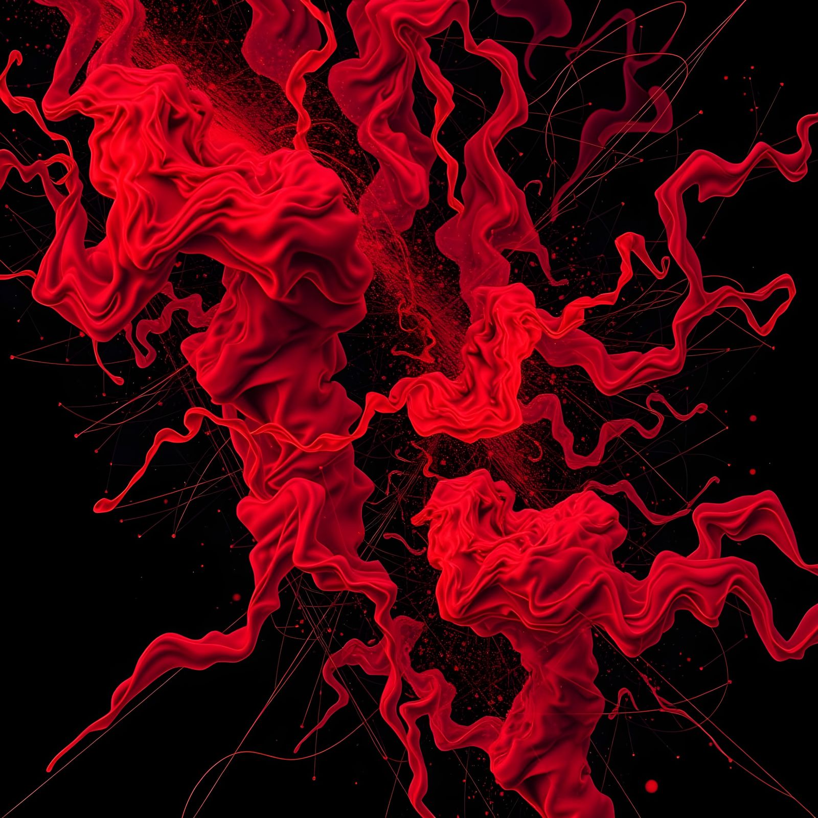 Crimson Tempest Expressionism: Nightmarish Chaotic Figures