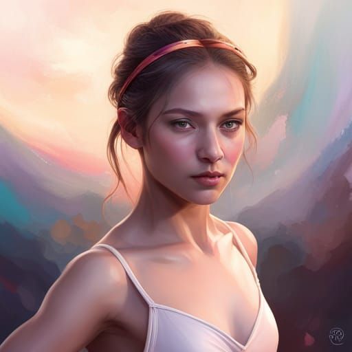 Detailed Portrait of a Ballerina in Art Nouveau Style