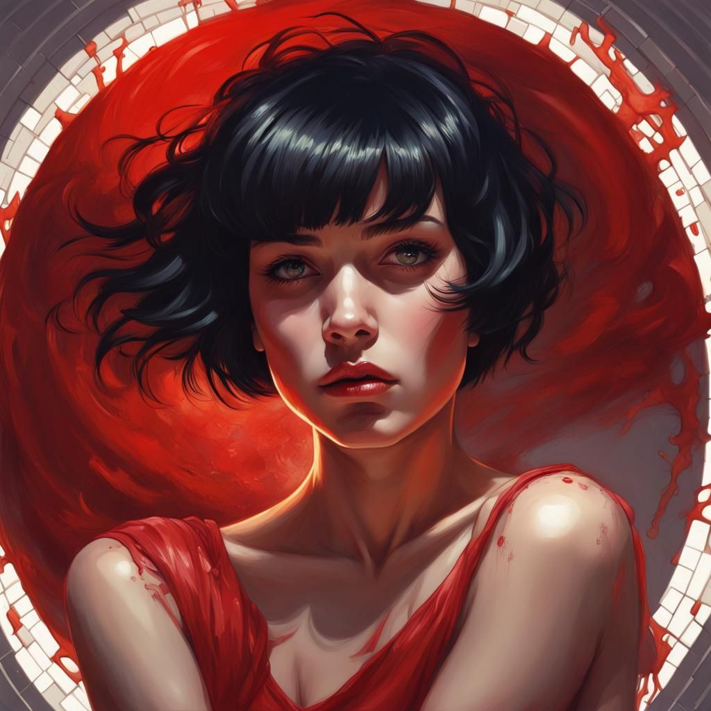 Woman in Red Dress: Hyperdetailed Concept Art