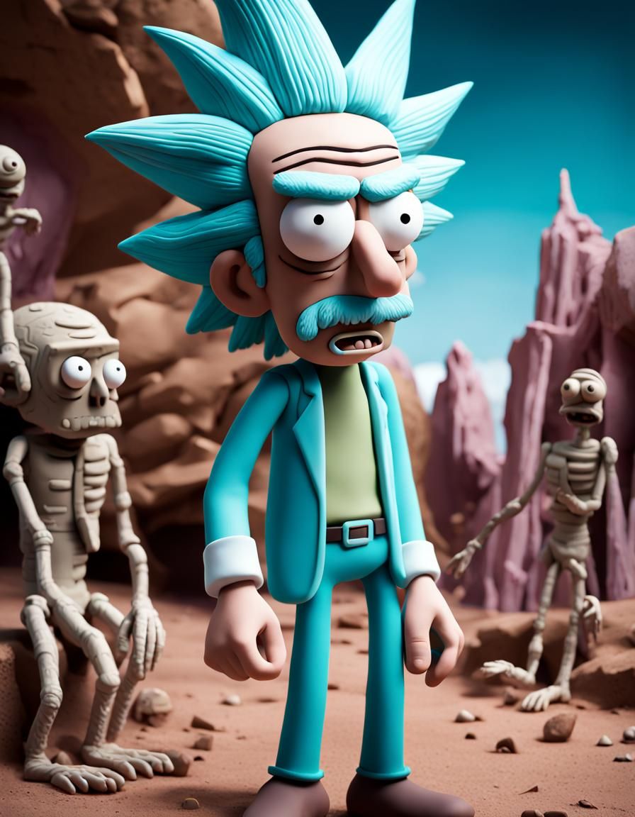 Claymation Rick Sanchez Detailed CGI Matte Painting