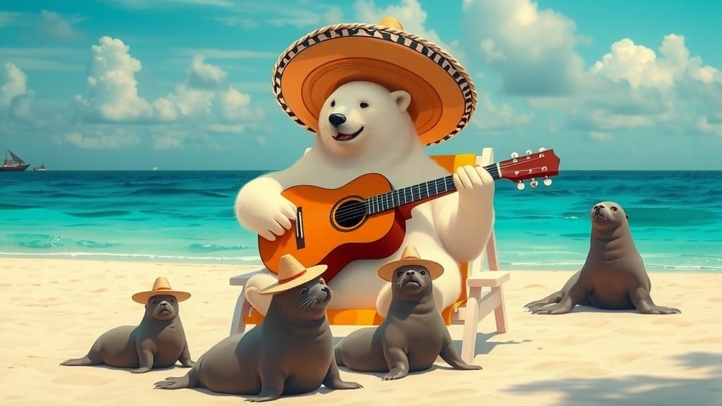 Polar Bear Beach Party in Paradise