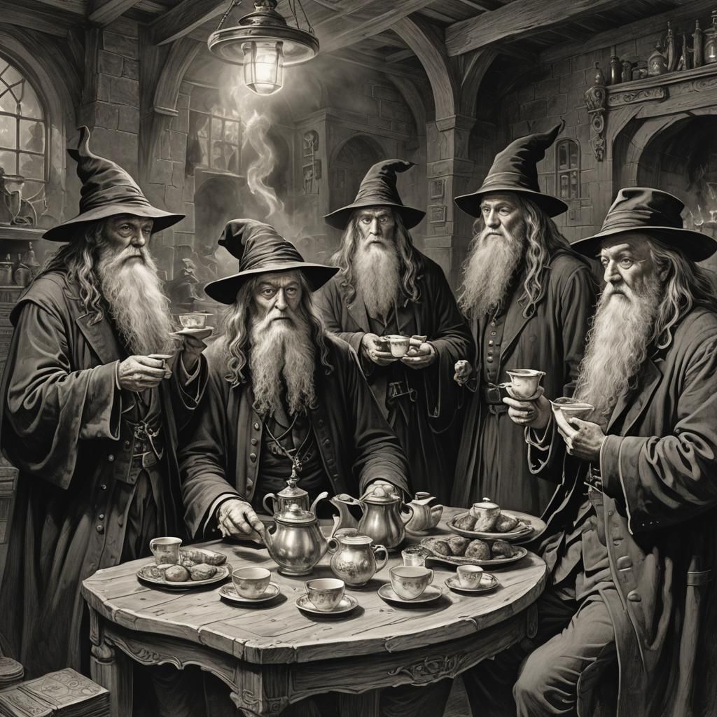 Fictional Characters Dark Tea Party as Horror Art