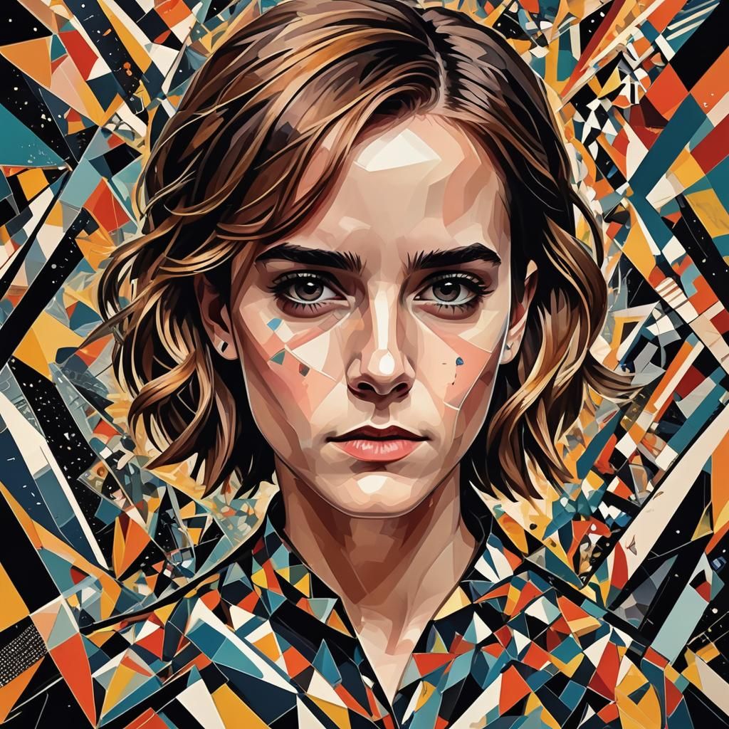 Cubist Portrait in Art Deco Style