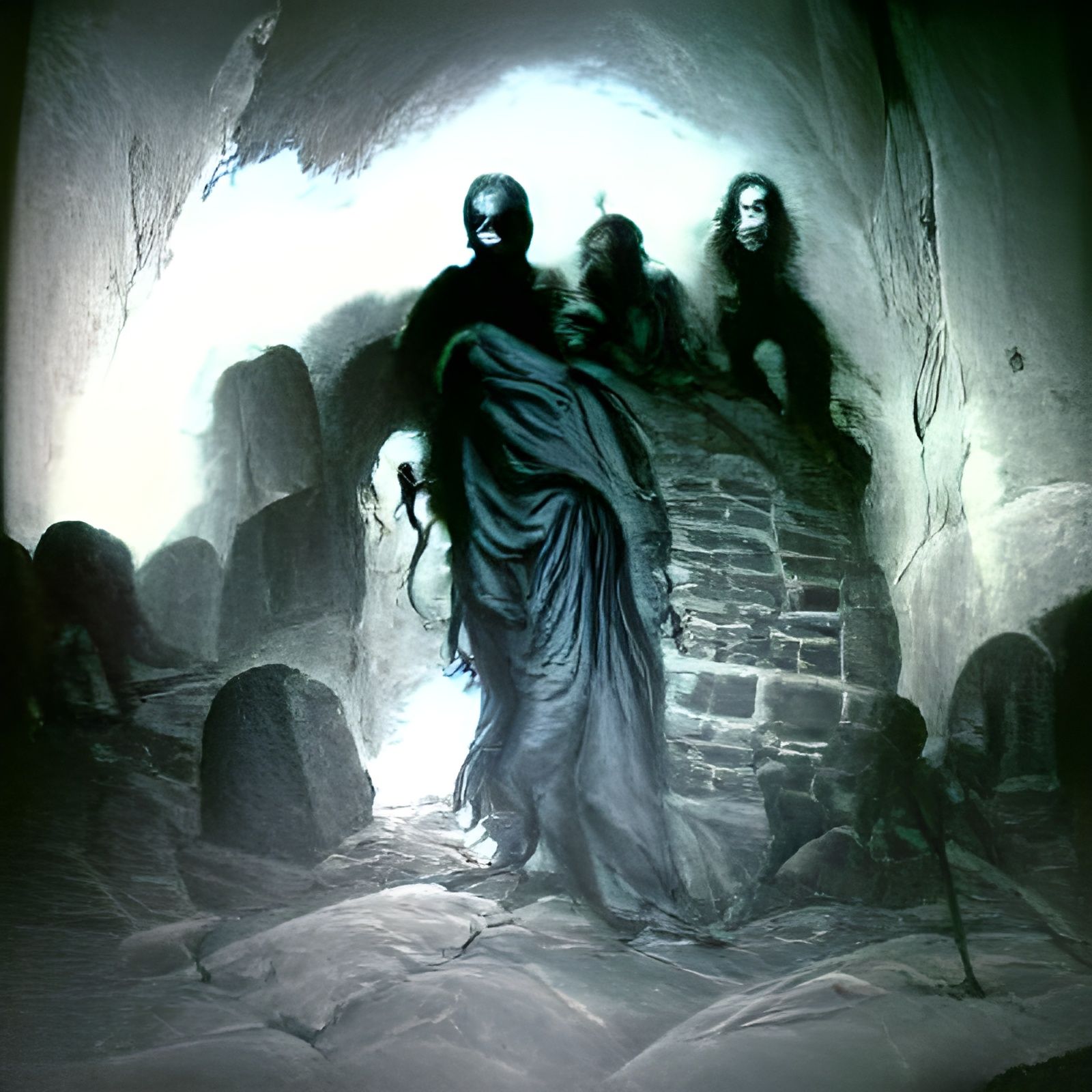 Shadow Wraiths Bound Eternally in Stone Cavern