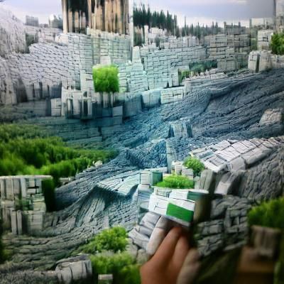 Detailed Matte Painting of a Minecraft Scene