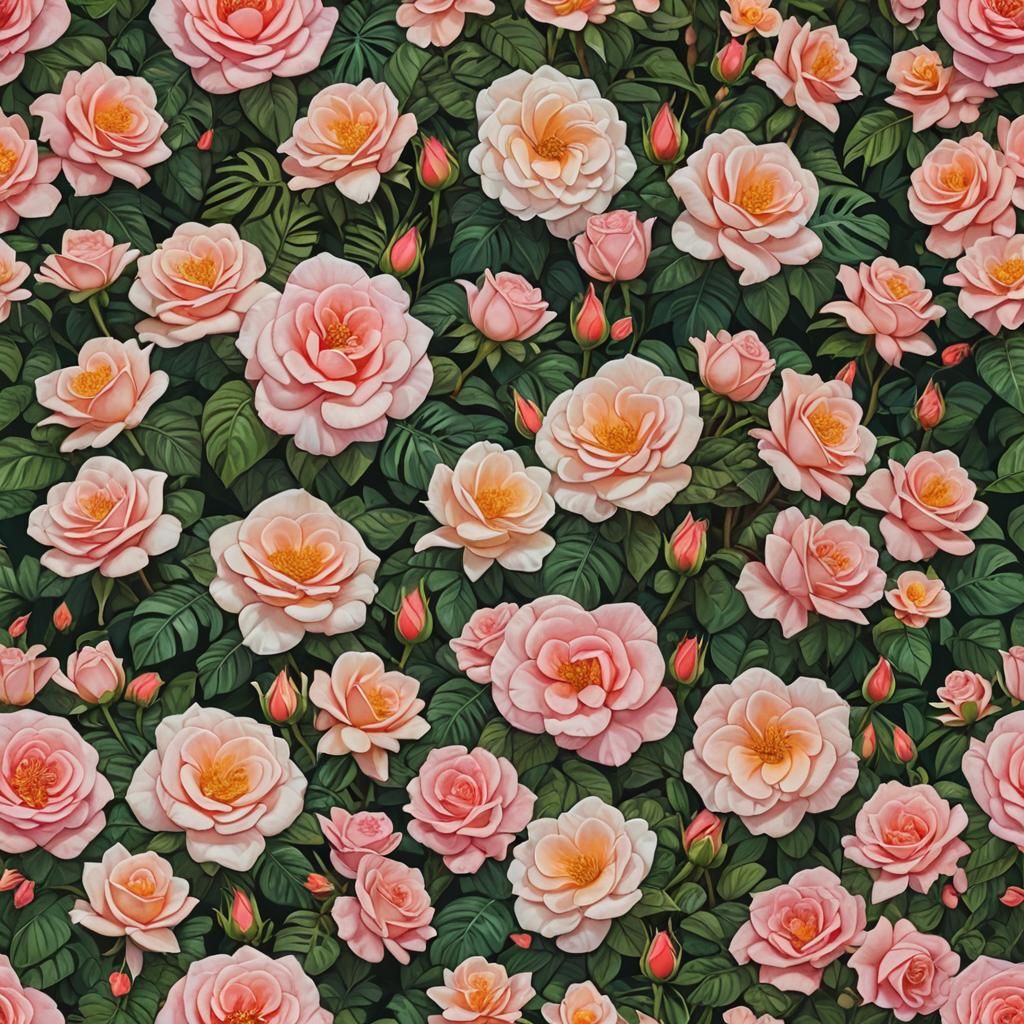 Tropical Island of Giant Roses: Dreamy Landscape