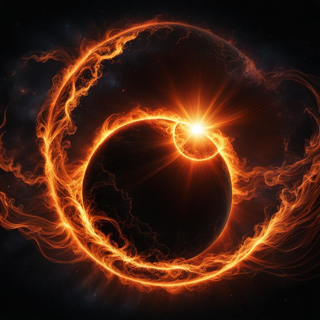 Solar Flare Eclipse in Copper Wire: Cinematic Digital Art