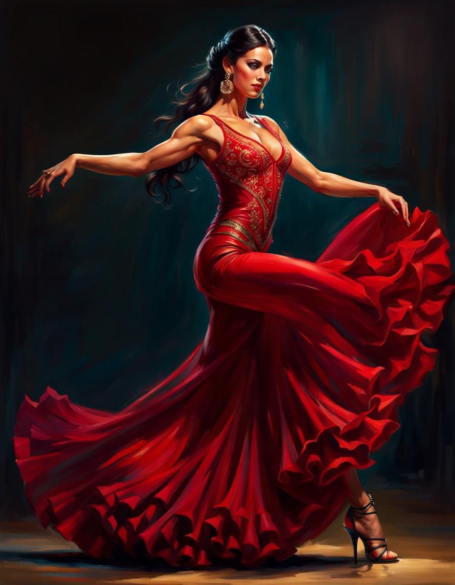 Flamenco Dancer Portrait in Fantasy Art Style