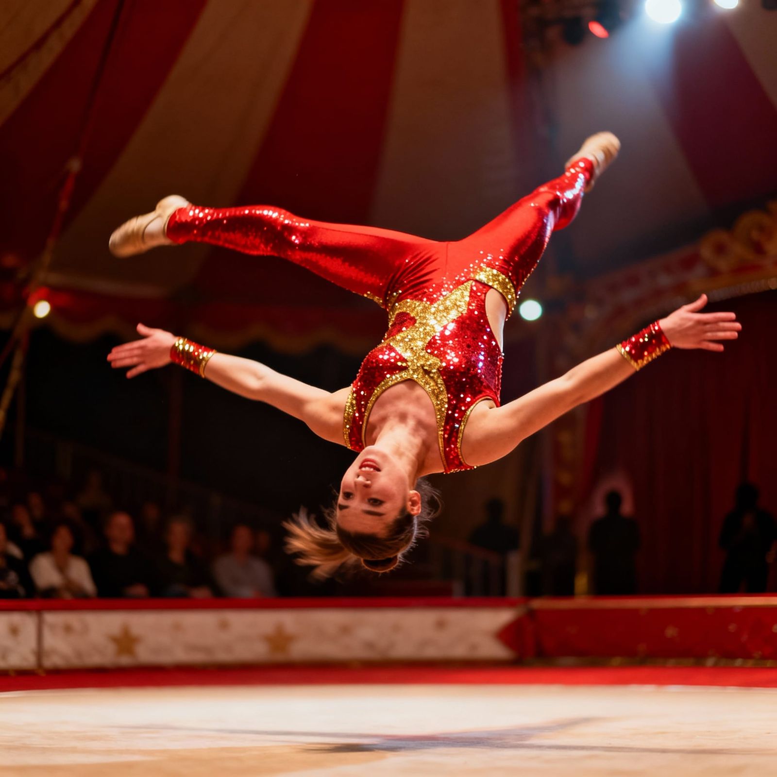 Female Circus Artist Performing Acrobatics