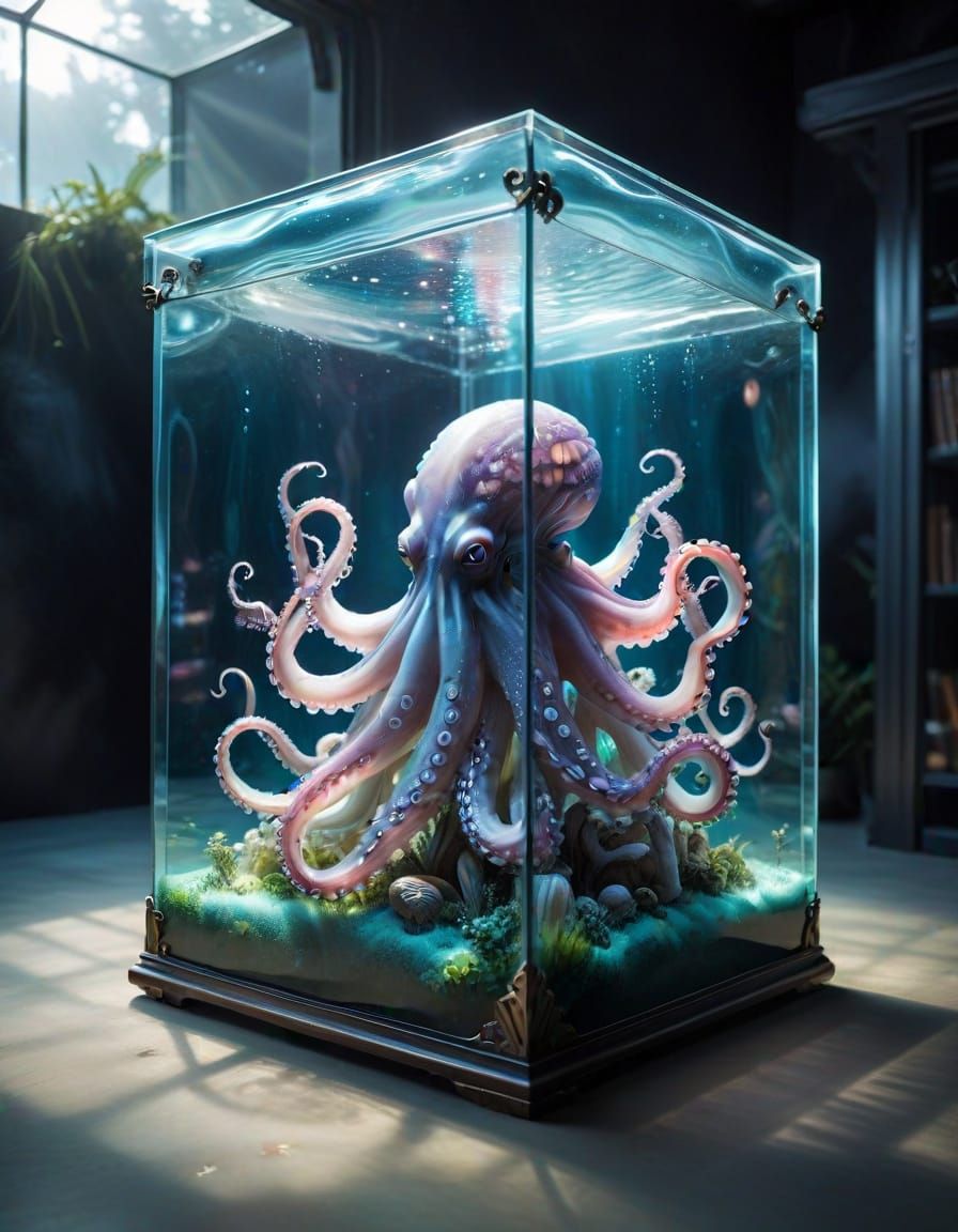 Ethereal Octopus in a Glass Box