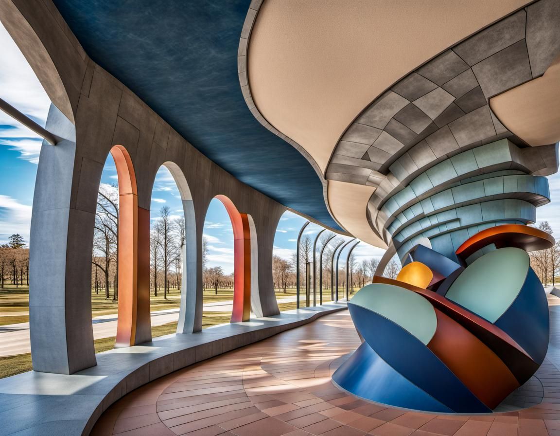 Futuristic Sculpture Outside Art Museum