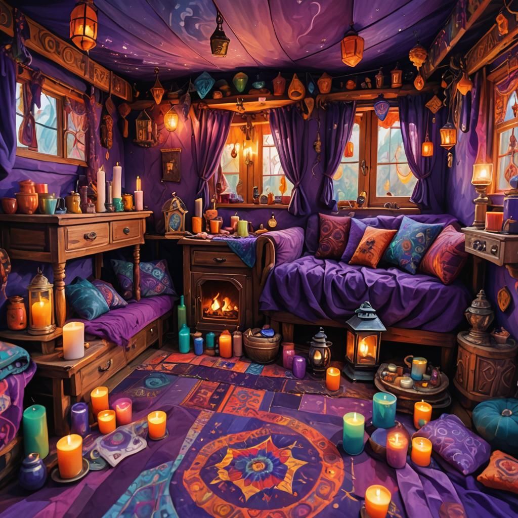 gipsy witch caravan cozy bedroom