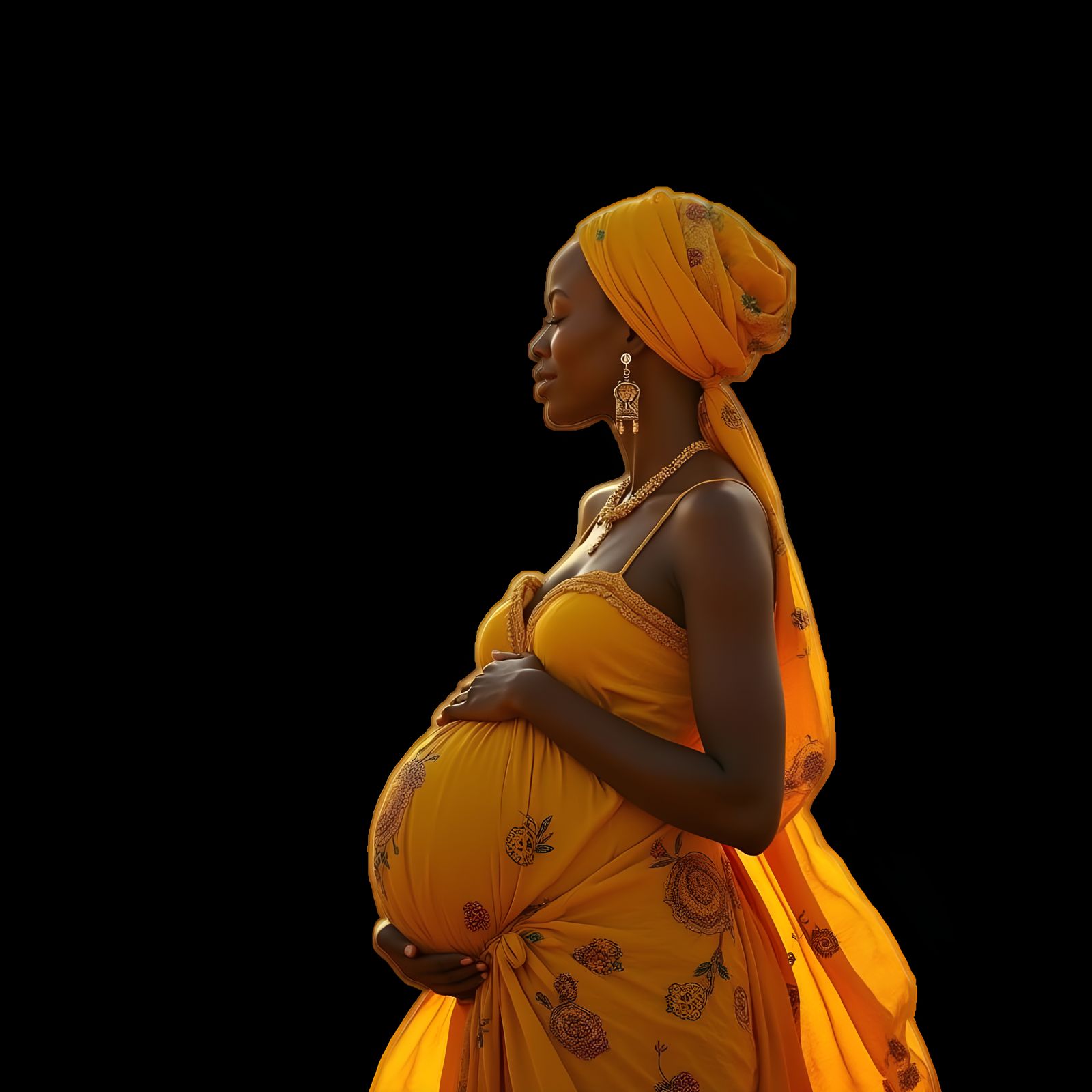Ethiopian Pregnant Woman in Traditional Attire