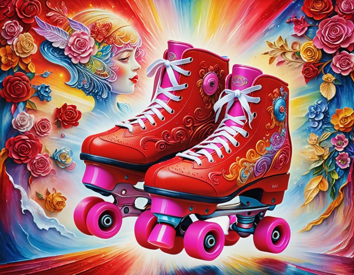 Hyperrealistic Roller Skate in Splash Art Style
