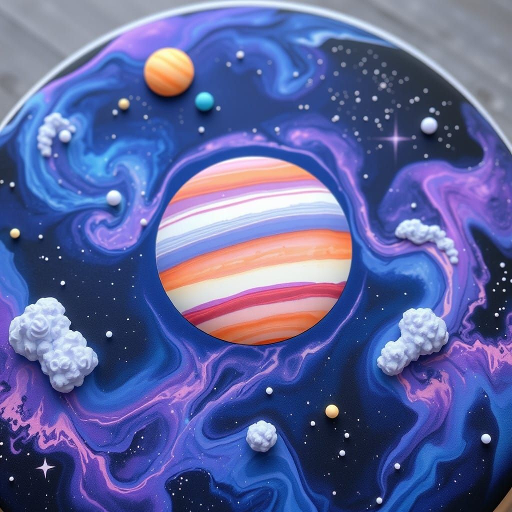 Neptune Galaxy Scene on Fondant Solar System Cake