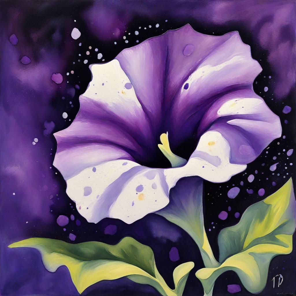 Purple Petunia Oil Painting in Georgia O'Keefe Style