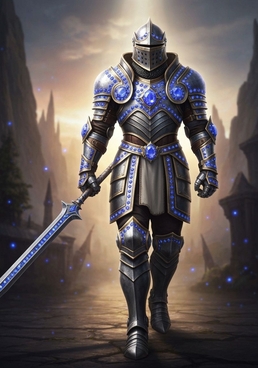 Knight in Tanzanite Armor Ready for Battle