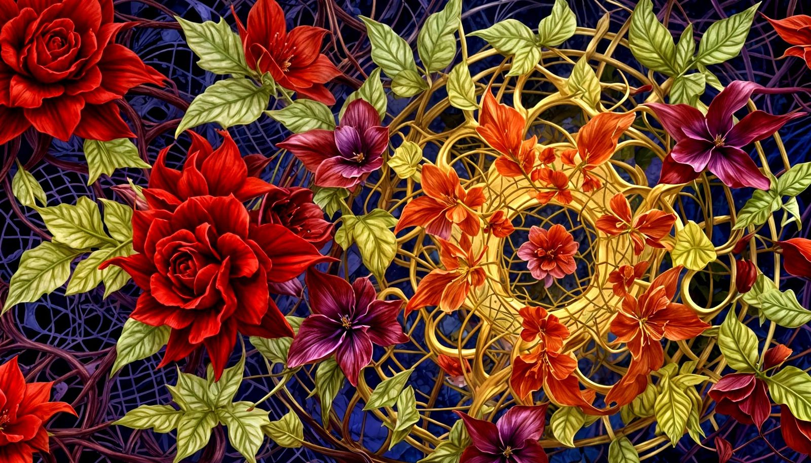 Fae Cryptid in Sacred Lattice With Floral Accents