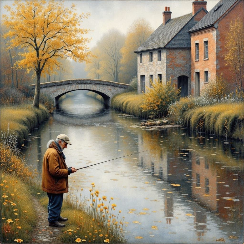 Fishing on the mill pond