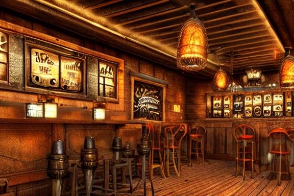 Cozy Steampunk Bar Interior in 3D