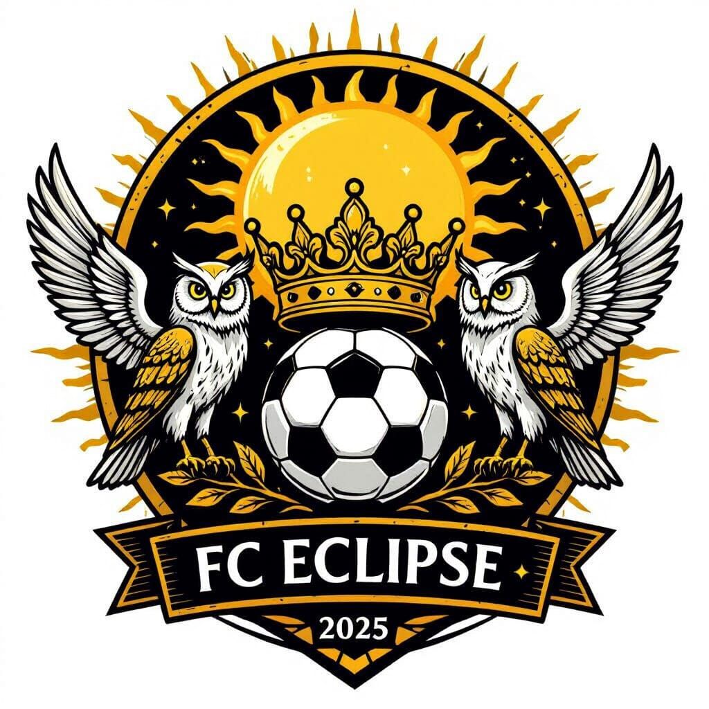 Eclipse Soccer Team Emblem with Solar Crown