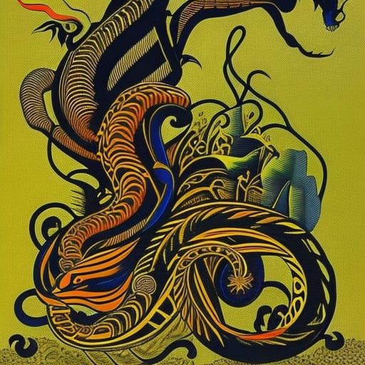 Abstract Serpent Scorpion Hybrid Creature