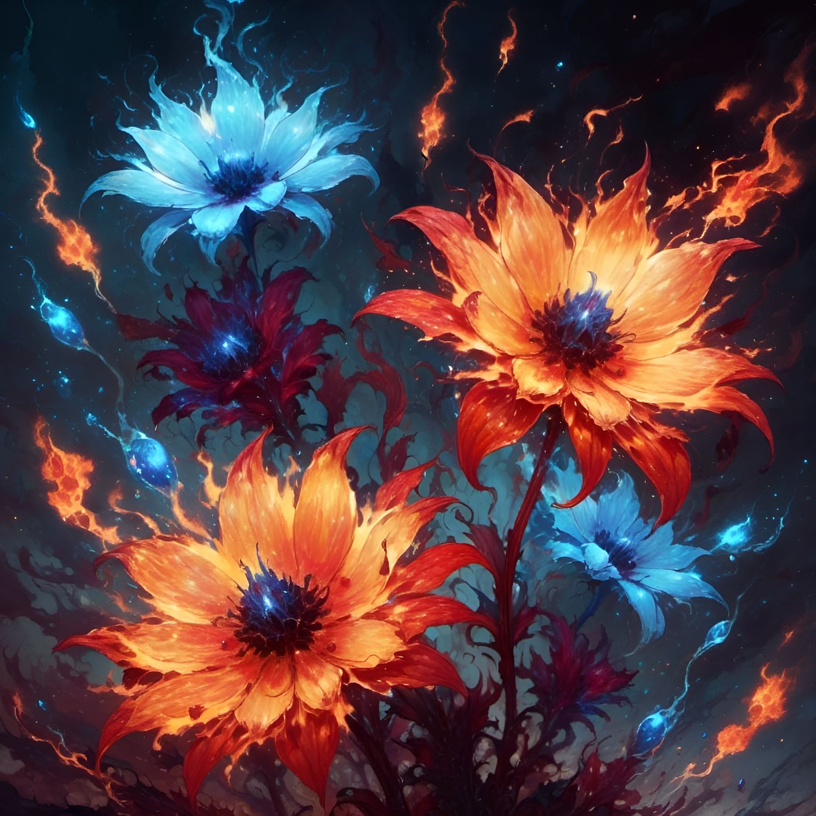Fiery Icy Flowers with Entropy Magic