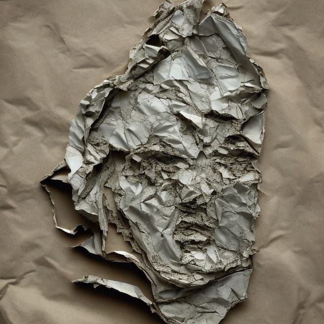 Intricate Paper Face with Spilled Ink