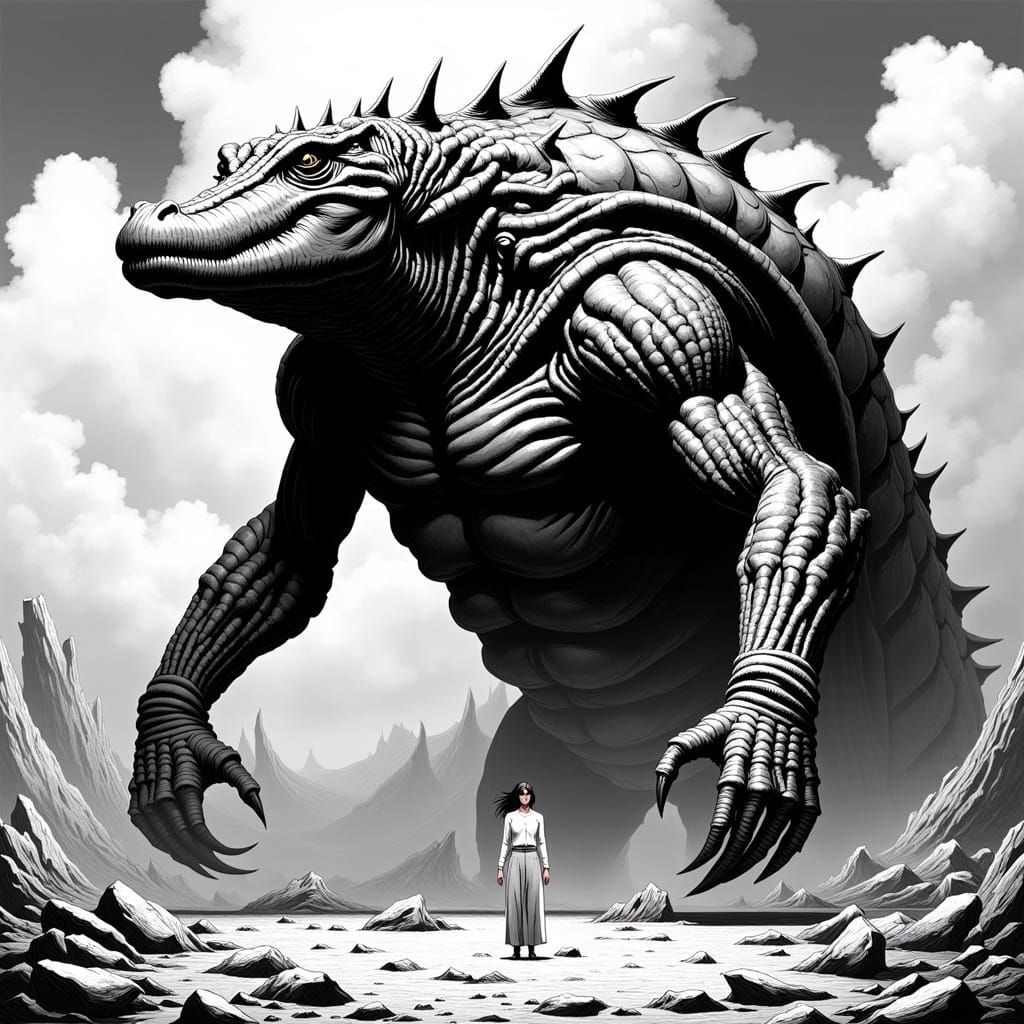 Woman Confronts Alligator Monster in Finlay Style