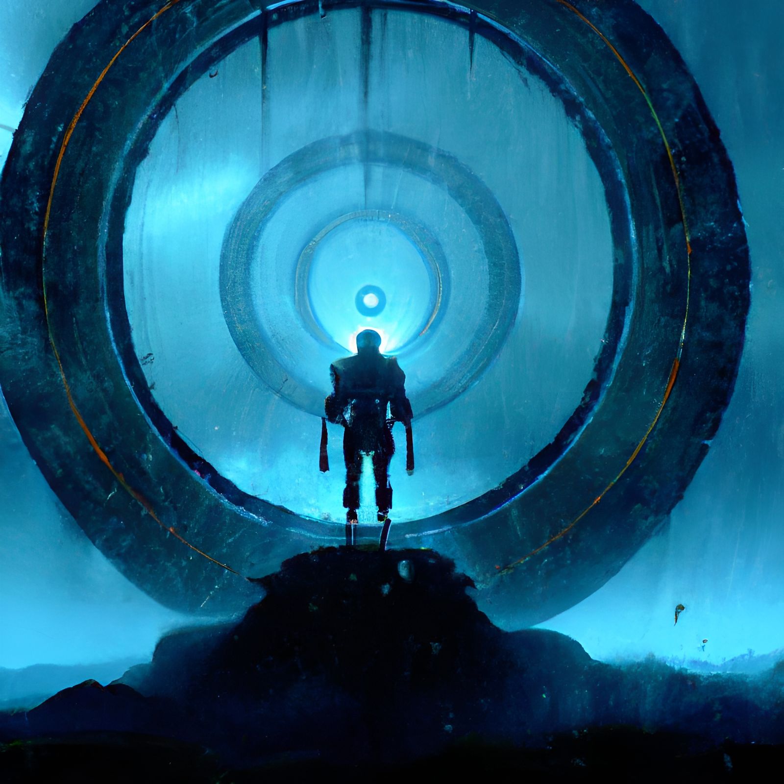 Luminescent Figures in a Desolate Dreamscape