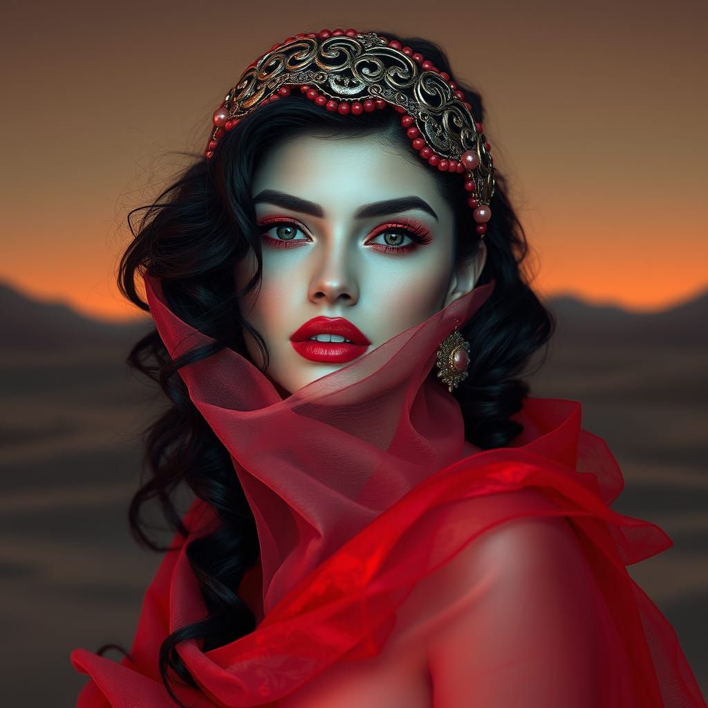 Ethereal Fashion Portrait in Surrealist Style