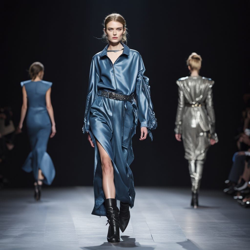 Young Woman with Blue Rose in City, Realistic Photo