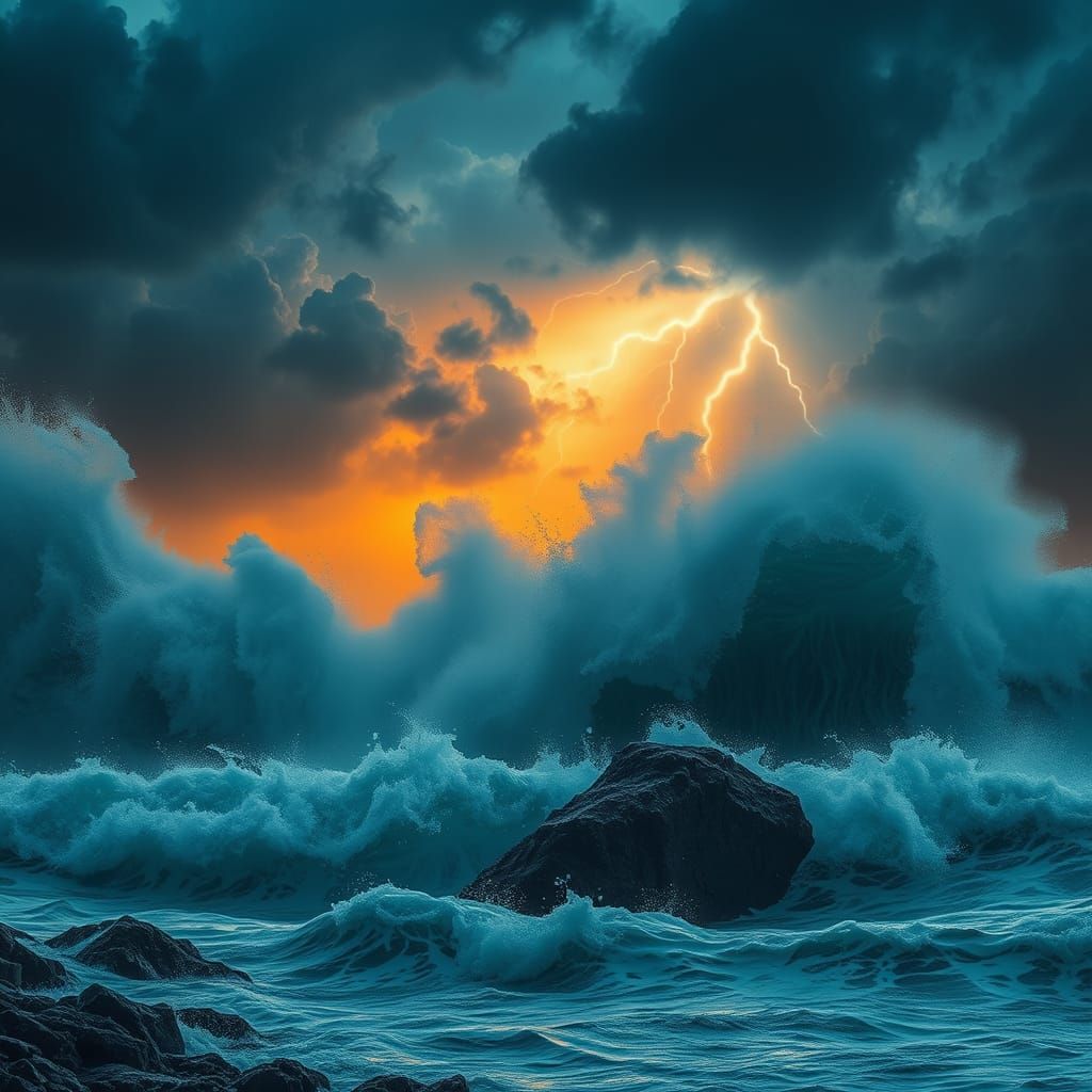 Epic Stormy Ocean in 3D Game Cinematic Style