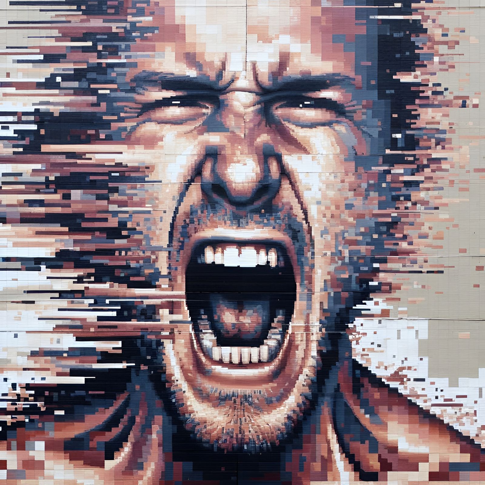 Pixelated Yelling Person: Expressive Digital Art