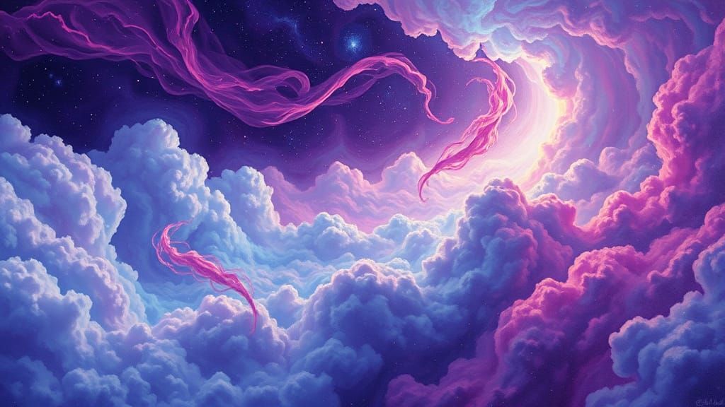 Mystical Nebula Dreamscape in Psychedelic Style