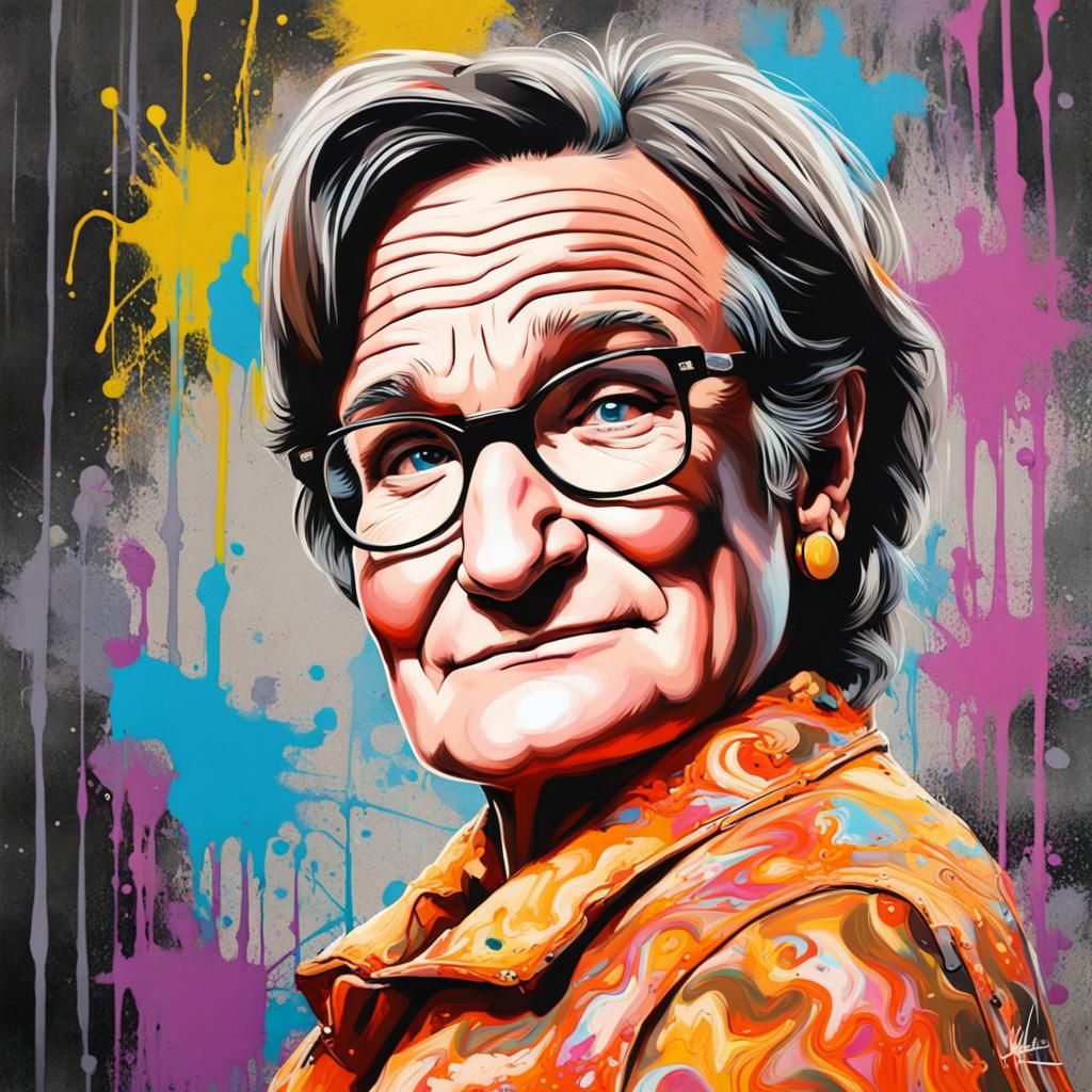 Mrs. Doubtfire Graffiti Art Portrait