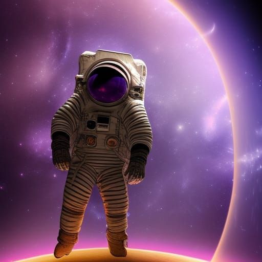 Steampunk Astronaut in Starry Space: Digital Matte Painting