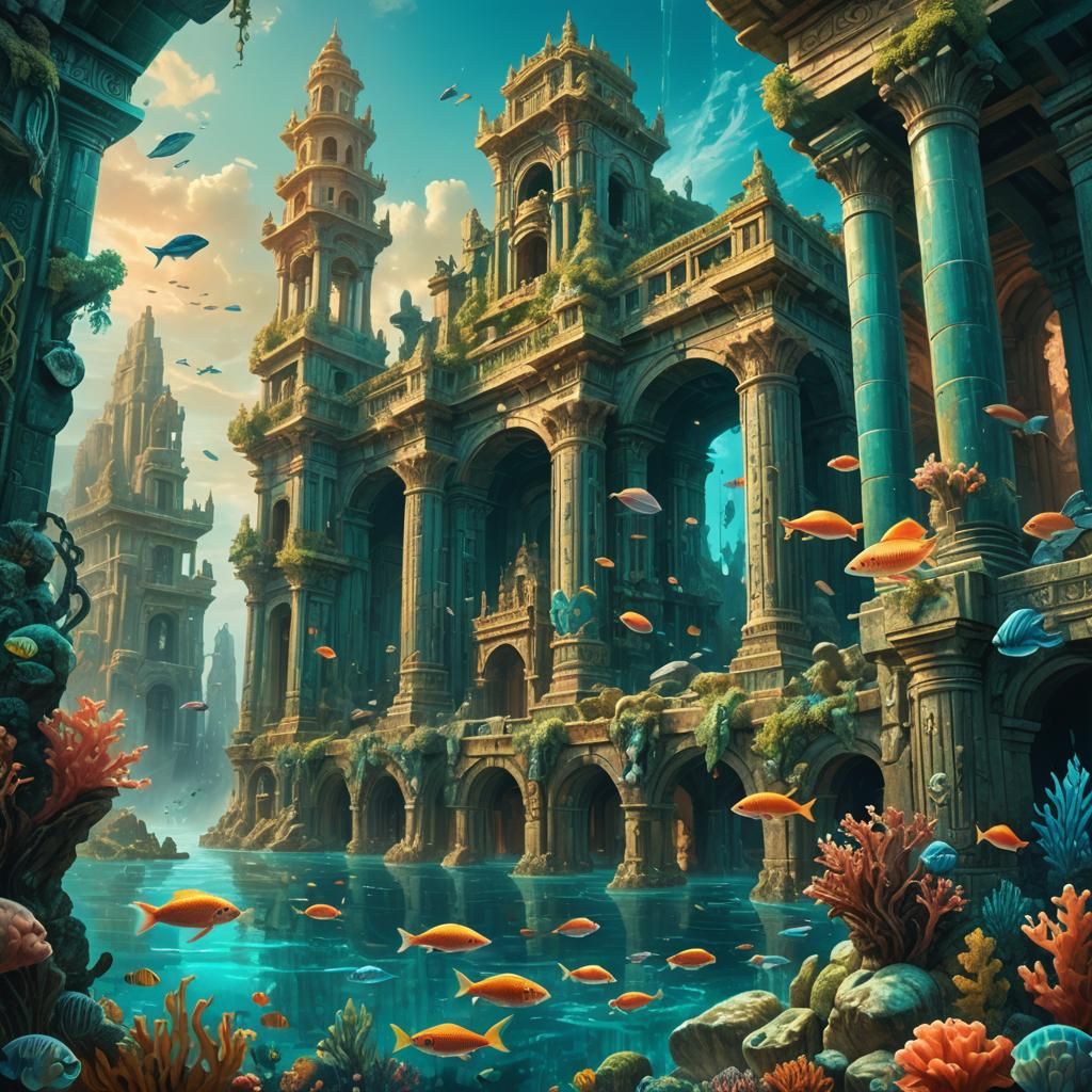 Atlantis: Fantastical Matte Painting of Underwater City