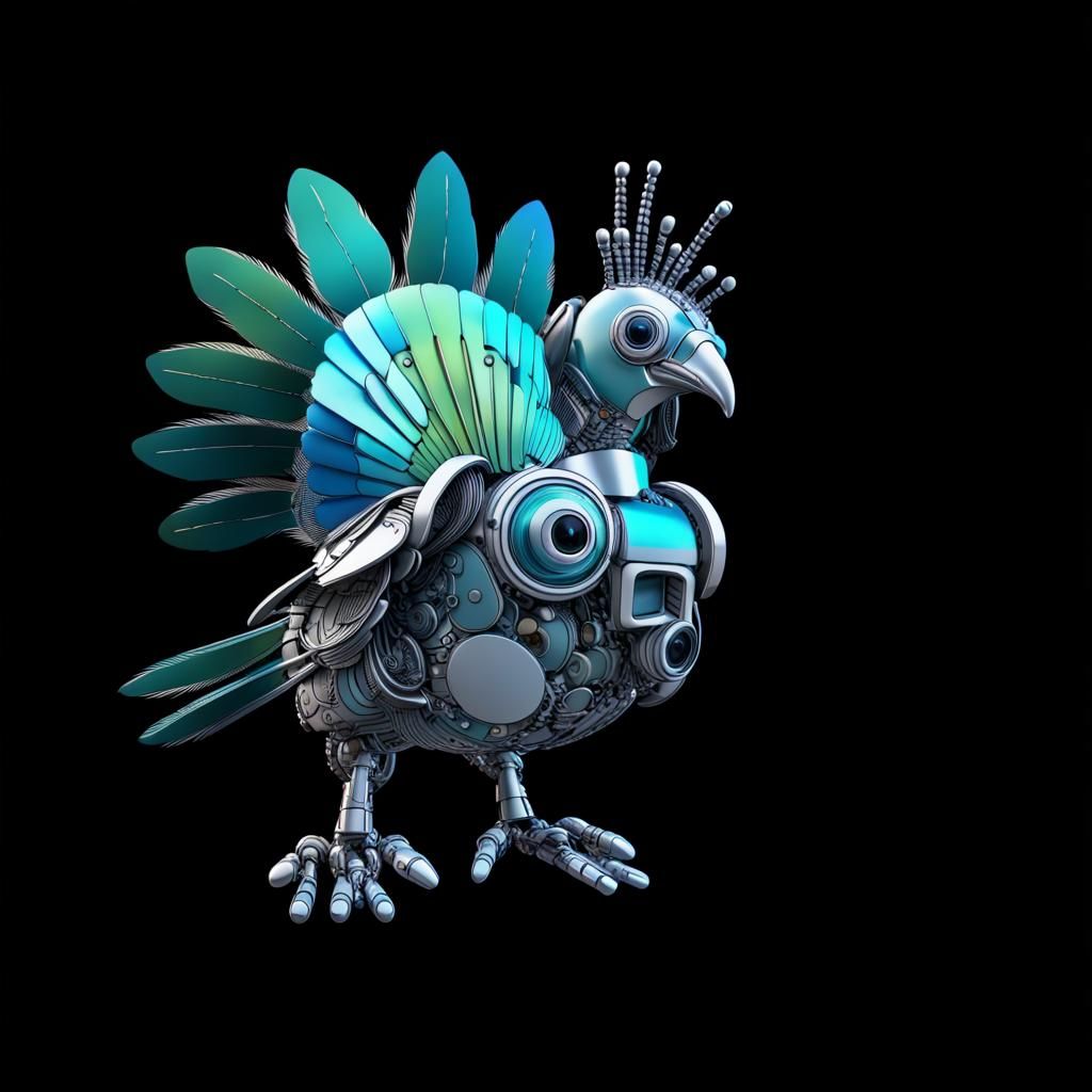 Intricately Detailed One-Eyed Robotic Turkey