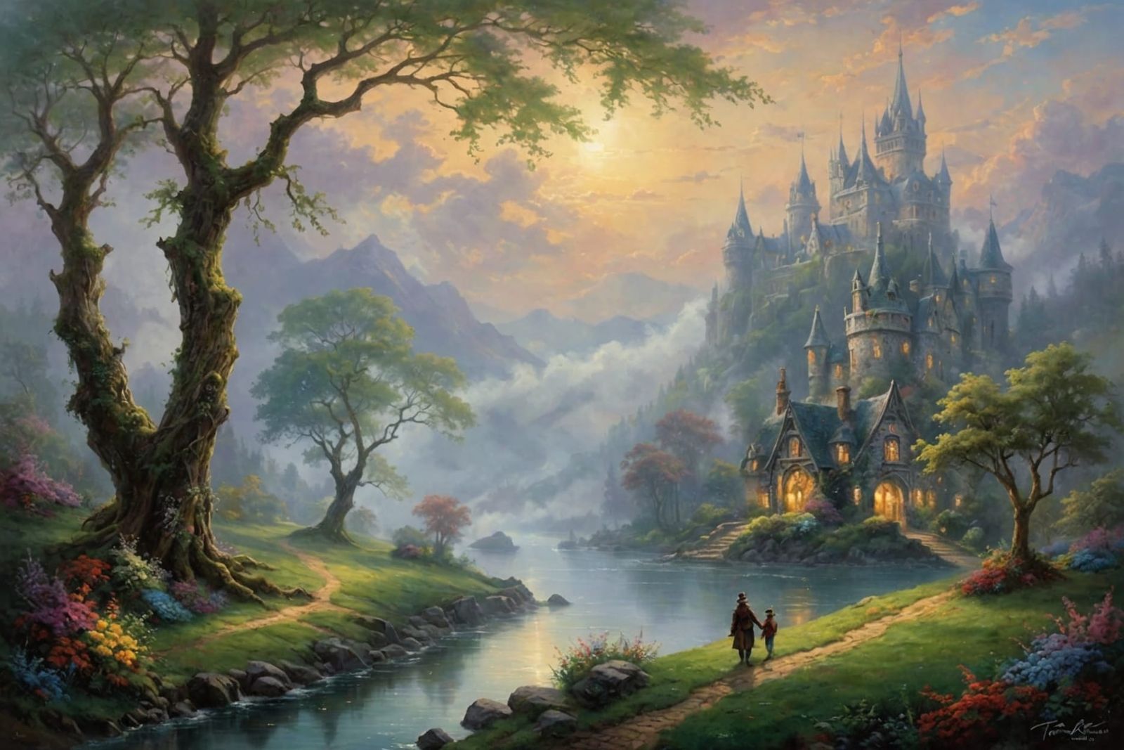 Canephores: Abstract Oil Painting in Ethereal Style