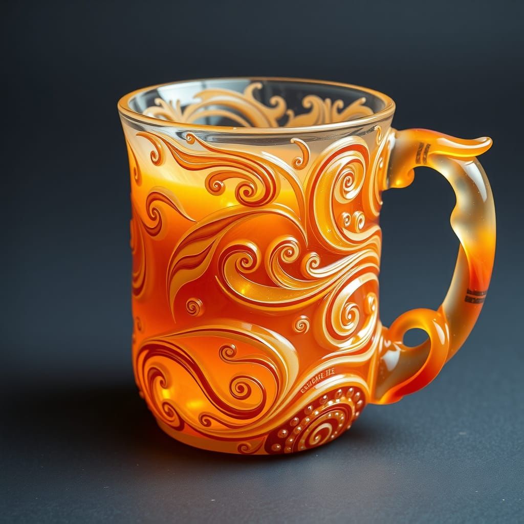 Wulfenite Mug with Art Nouveau and Futuristic Design