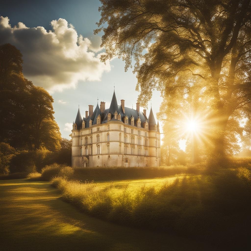 Chateau Bathed in Heavenly Sunshine
