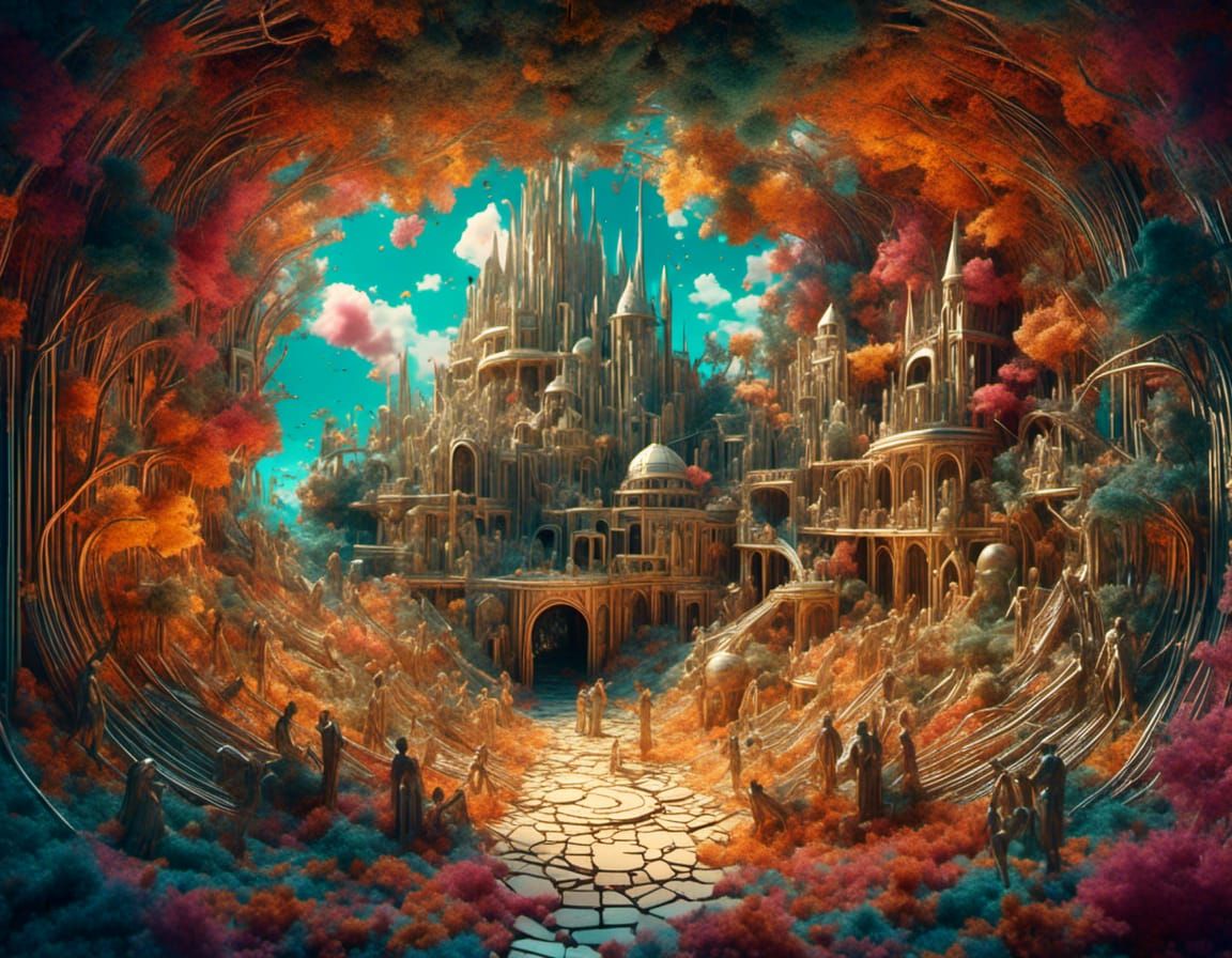 Tolkien Diorama with Light in Pop Art Style