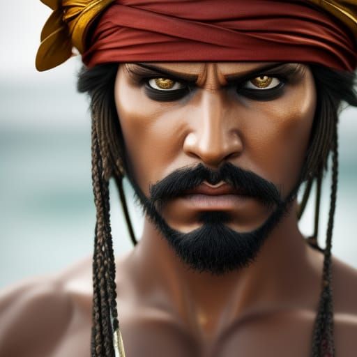 Regal Pirate King Portrait in Dramatic Lighting