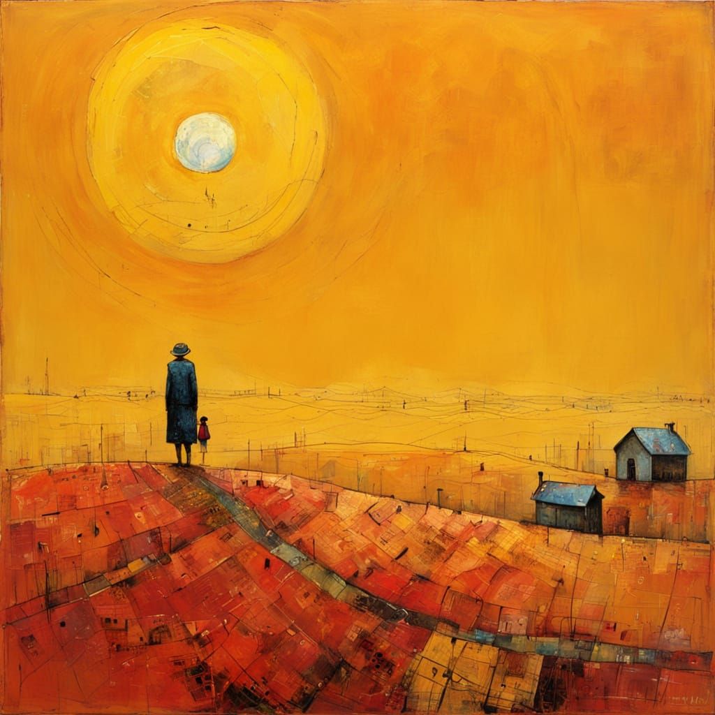 Textured Encaustic Painting Inspired by Naive Art