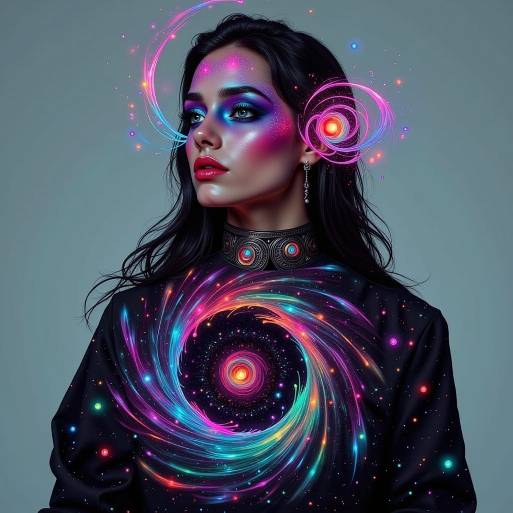 Cosmic Vortex Tunnel in Neon Dreamscape